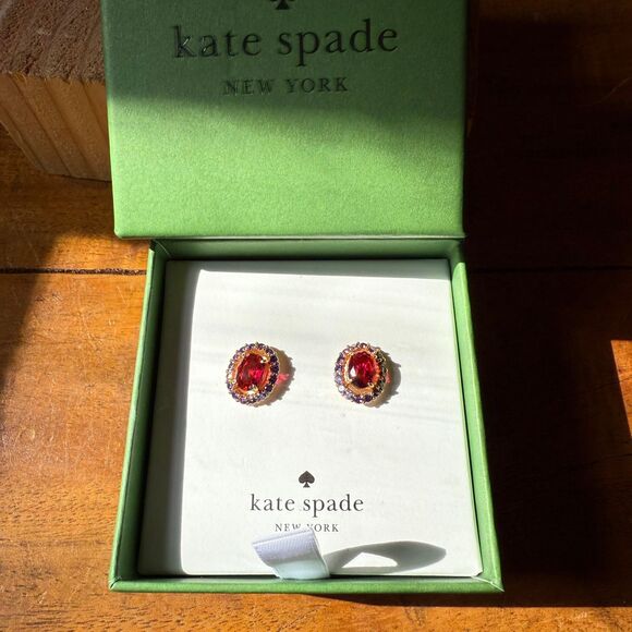 Kate Spade Victoria Earring Studs Red and Purple - Picture 3 of 14